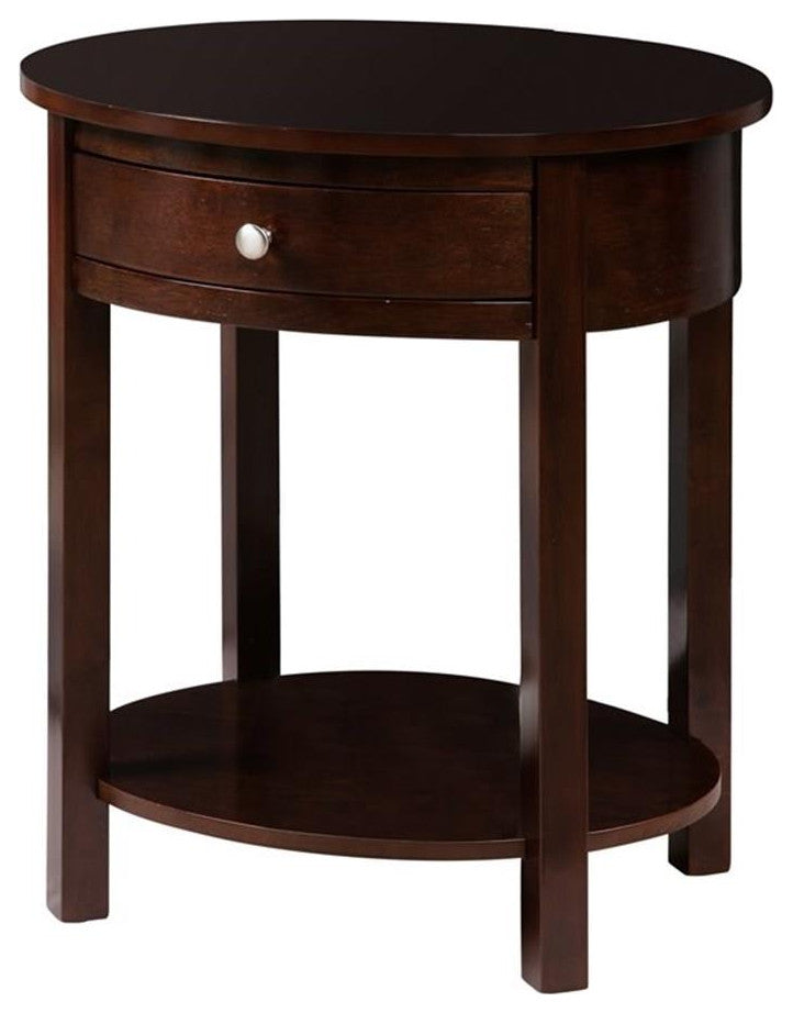 Convenience Concepts End Table Nightstand Bedside Oval in Wood - Espresso