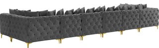 Tremblay Velvet Upholstered 8-Piece Modular U-Shaped Sectional, Grey