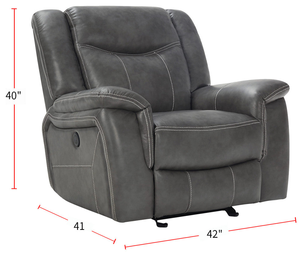 Upholstered Motion Glider Recliner, Gray