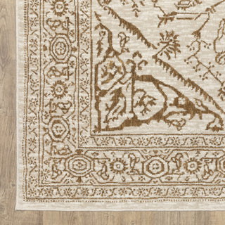 Iris Two-Tone Medallion Ivory/ Gold Area Rug 6'7" x 9'6"