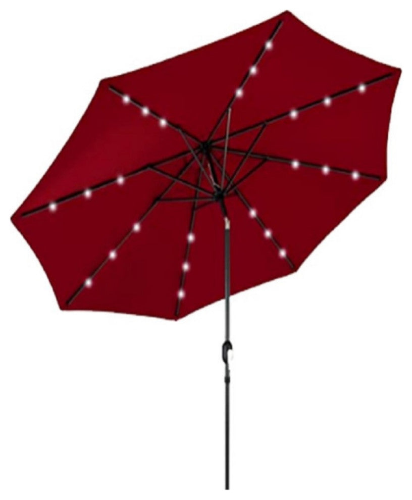 Az Patio Heaters Solar Market Umbrella With Led Lights In Red