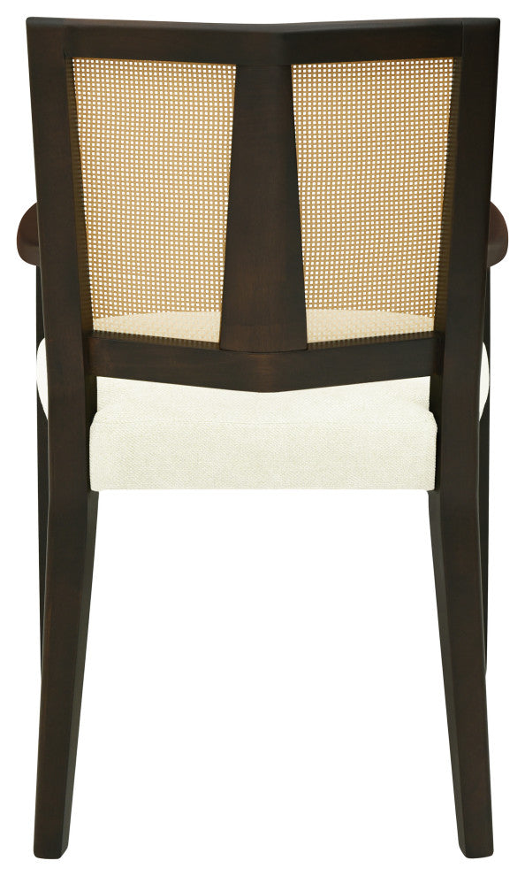 GDF Studio Modern Rattan Backrest Dining Chairs, Set of 2, Dark Brown/Beige