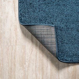 Haze Solid Low-Pile Runner Rug, Navy, 4 X 6 Oval