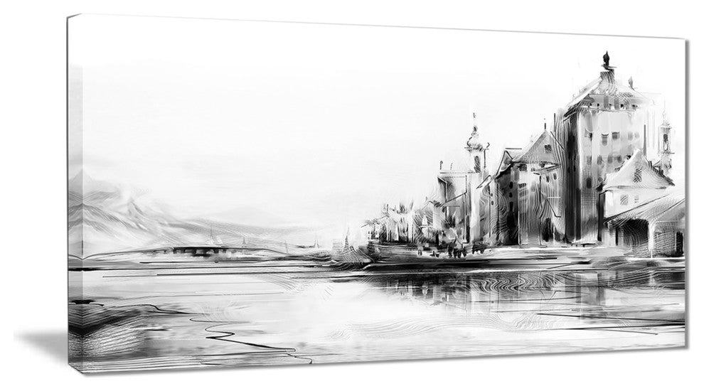 "Zurich in Afternoon Sunlight" Cityscape Canvas Print, 40"x20"
