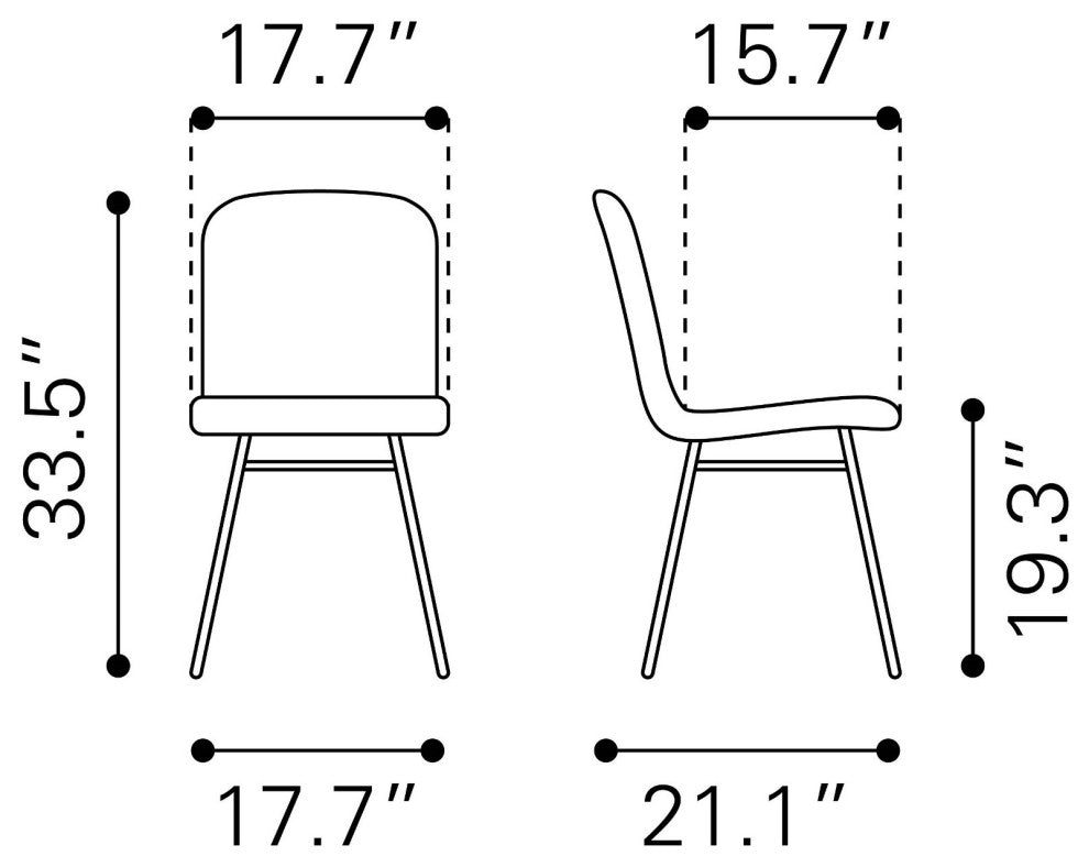 Dining Chair, Set of 2, Steel Metal, Fabric, Gray, Black, Gold