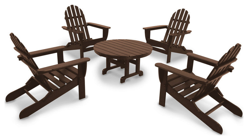 Ivy Terrace Classics 5-Piece Folding Adirondack Conversation Set, Mahogany