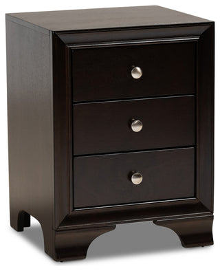 Gerald 3-Drawer Wood Nightstand, Dark Brown