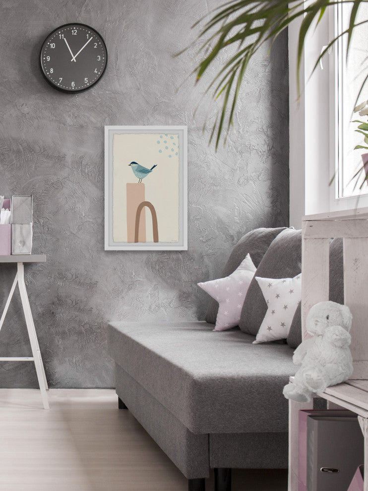 "Bird on Pillar" Framed Painting Print, 16x24