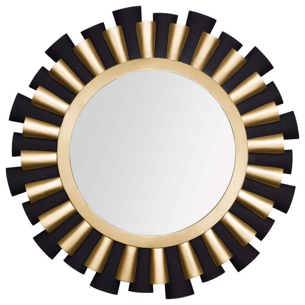 Daphne 36-in Wall Mirror - Matte Black/French Gold