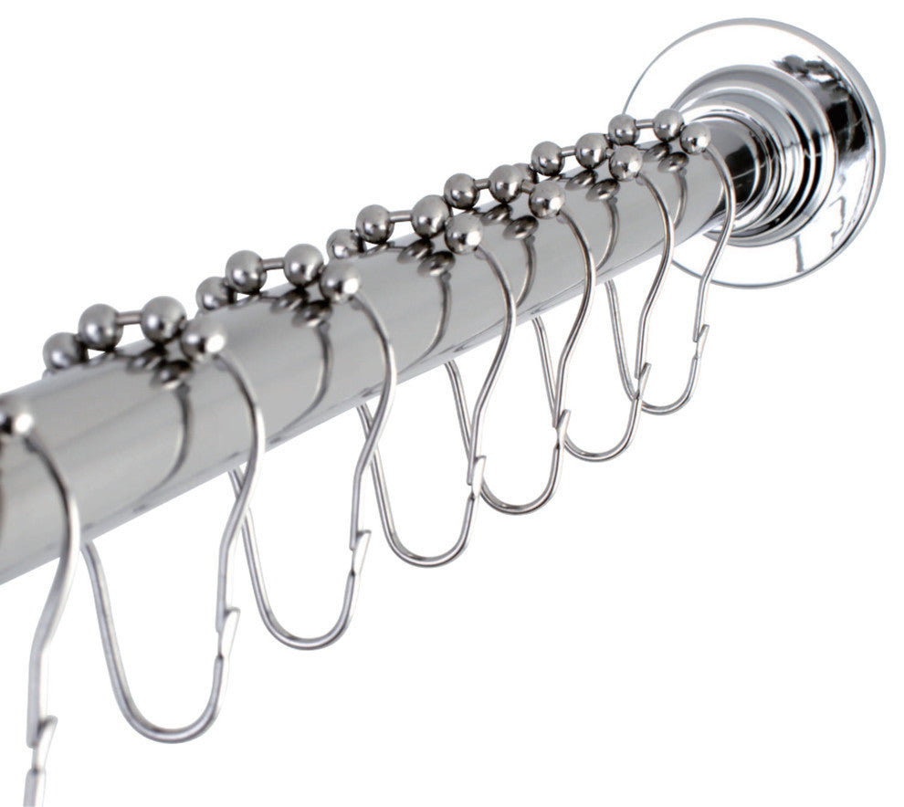 Kingston Brass Adjustable Shower Curtain Rod With Ring Combo, Polished Chrome