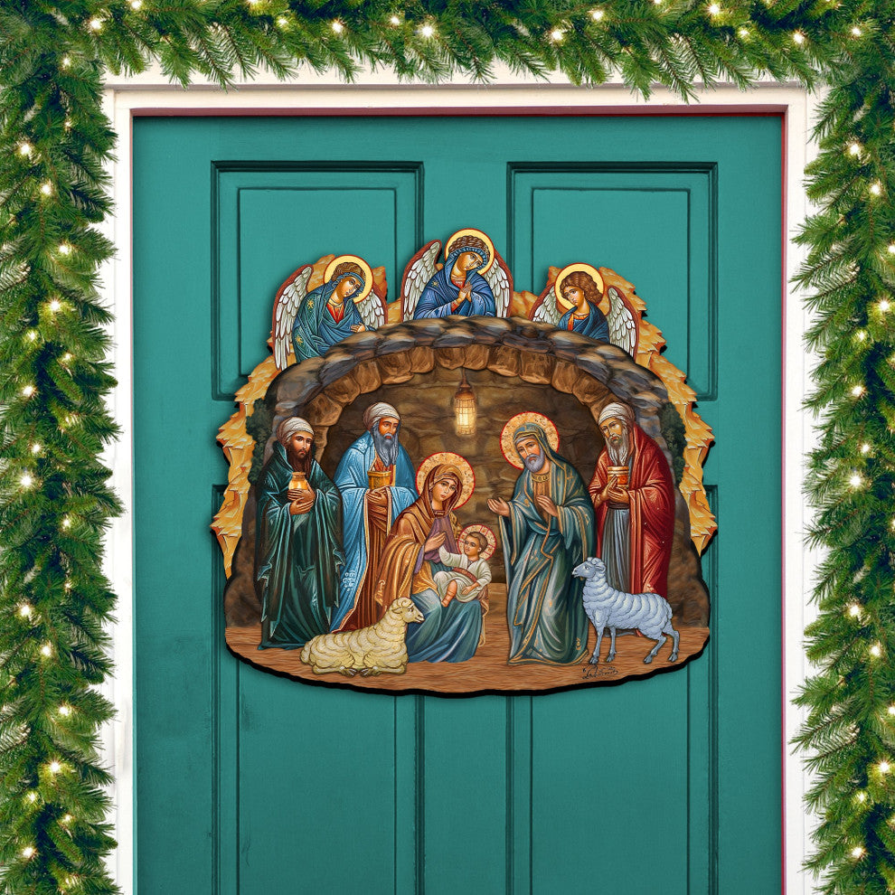 Orthodox Nativity Scene Holiday Door Decor