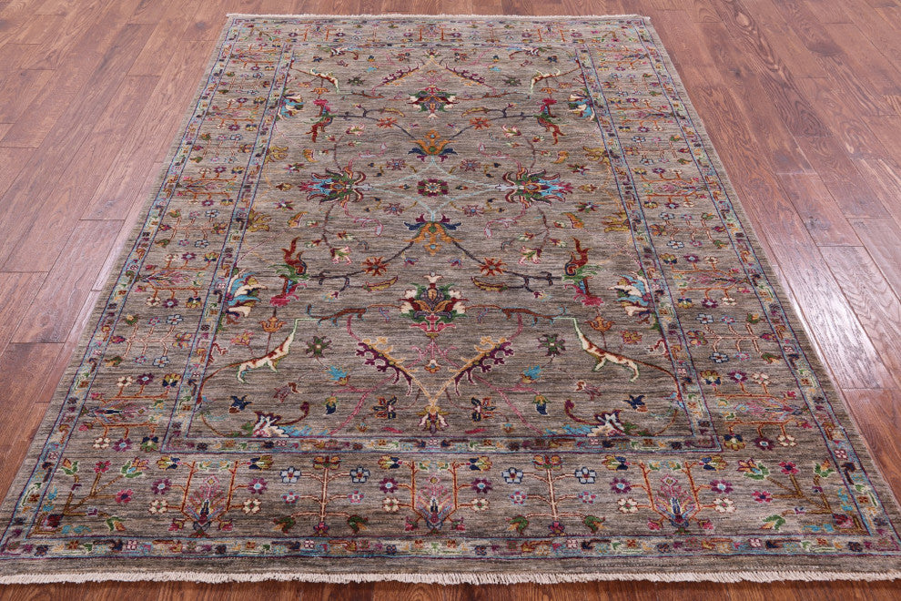 Handmade Persian Tabriz Rug 5' 8" X 7' 8" Q9867