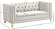Michelle Fabric Upholstered Chair, Gold Iron Legs, Cream, Velvet, Loveseat