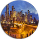Skyline Of Calgary At Night Panorama, Cityscape Round Wall Art, 36"