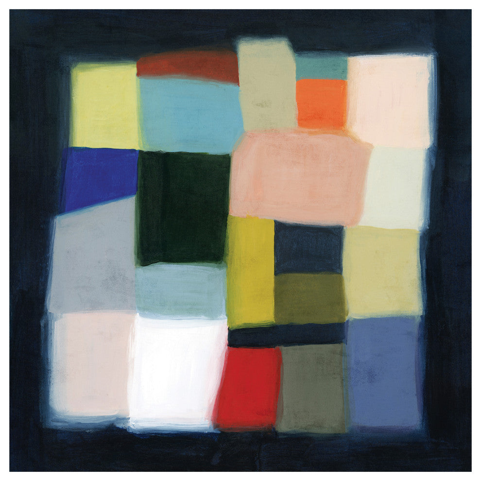 "Chromatic Cube II" Frameless Free Floating Printed Tempered Glass Wall Art