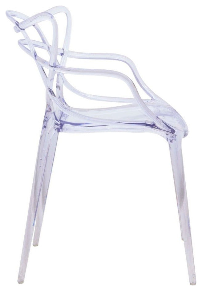 LeisureMod Milan Modern Wire Design Chair, Clear, Set of 4