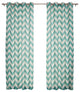 Linen Blend Chevron Print Curtains, Pair, Blue, 84"