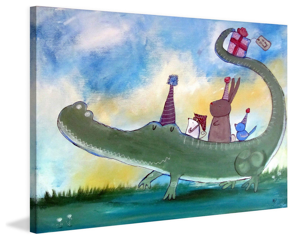 "Alligator Birthday" Painting Print on Wrapped Canvas