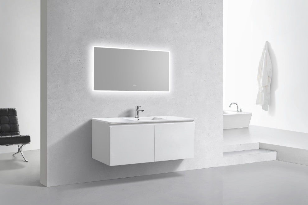 Balli 48'' Single Sink Wall Mount Modern Bathroom Vanity, High Gloss White