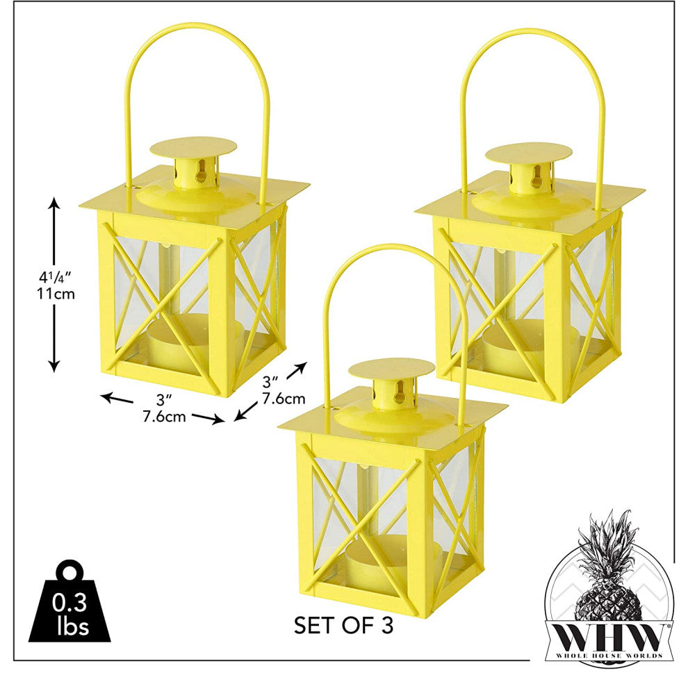 3 Baby Yellow Tealight Lanterns
