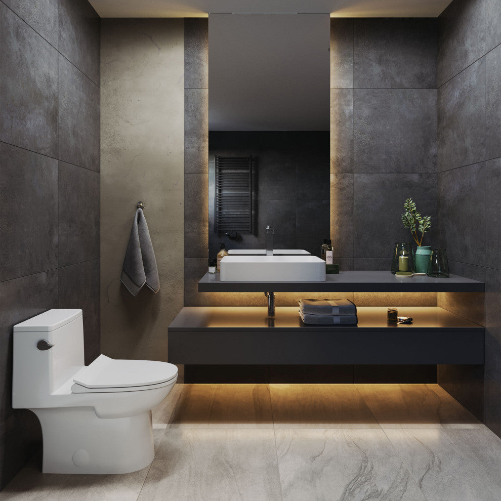 Daxton One Piece Elongated Left Side Flush Toilet 1.28 GPF