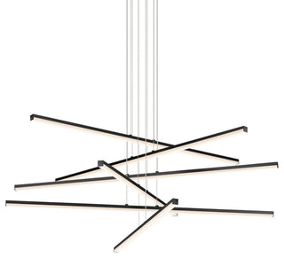 Sonneman 2766 Stix 40"W 6 Arm LED Chandelier - Satin Black