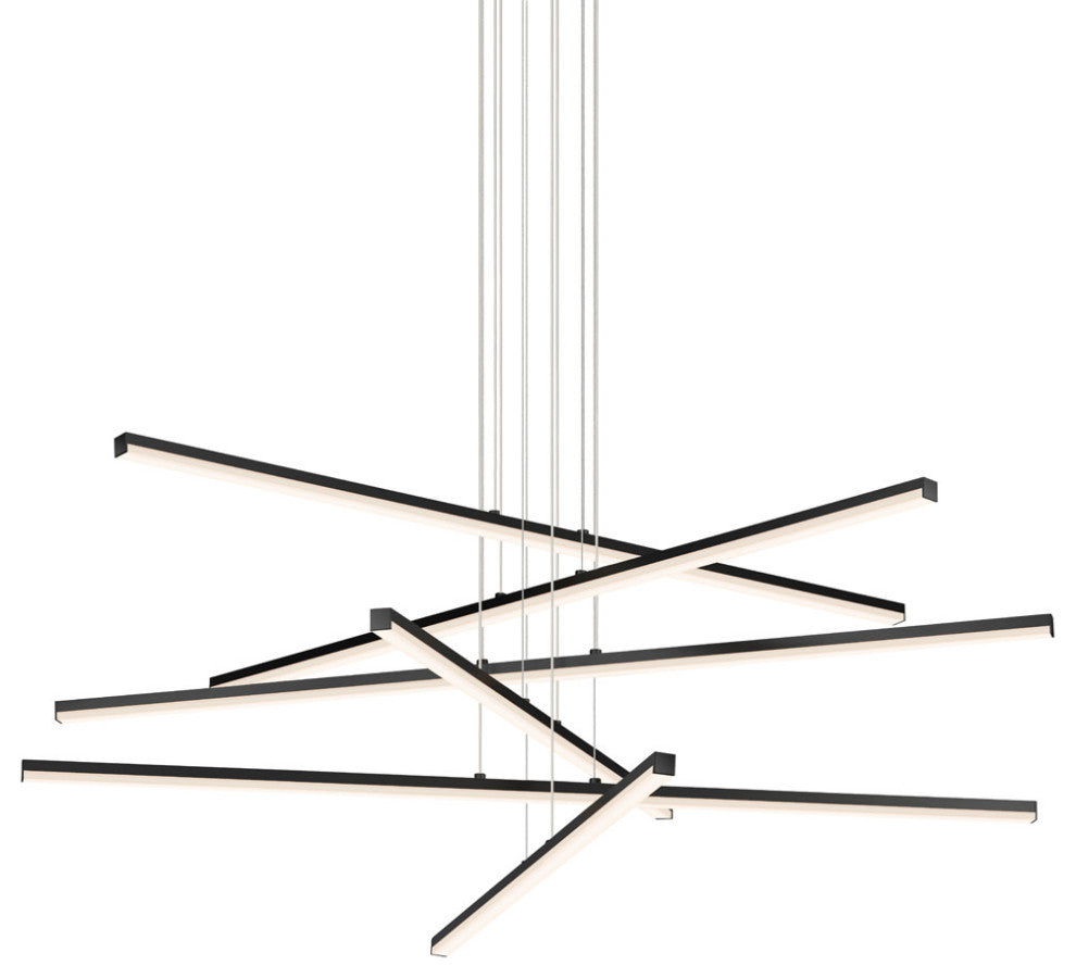 Sonneman 2766 Stix 40"W 6 Arm LED Chandelier - Satin Black