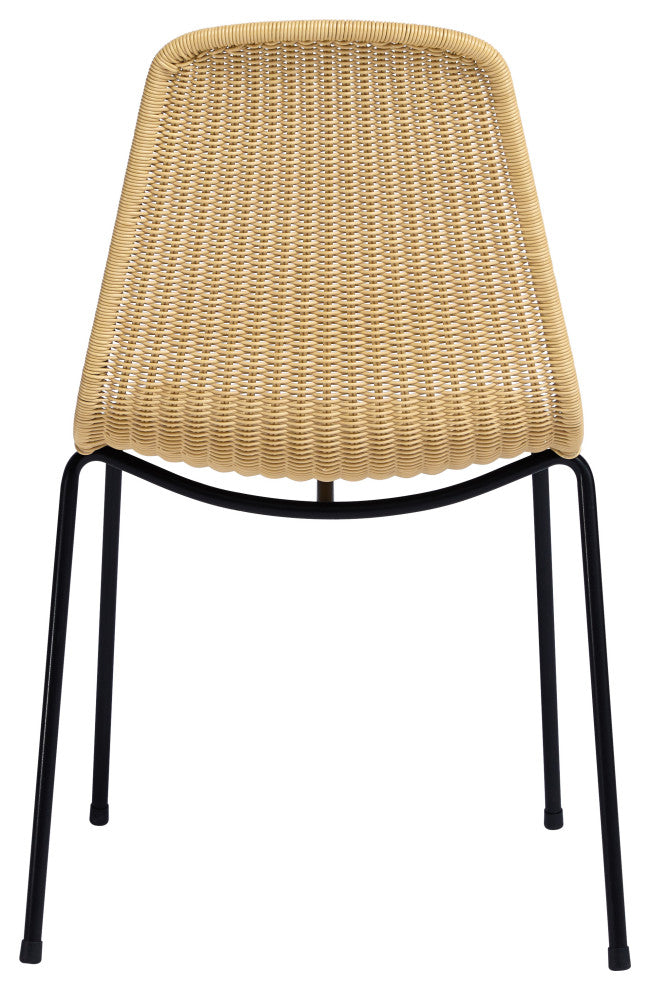Basket Outdoor Dining Chair - Wheat Seat - Black Frame