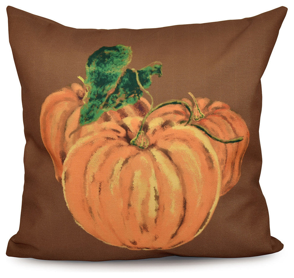 Tres Calabazas Holiday Print Pillow, Brown, 26"x26"