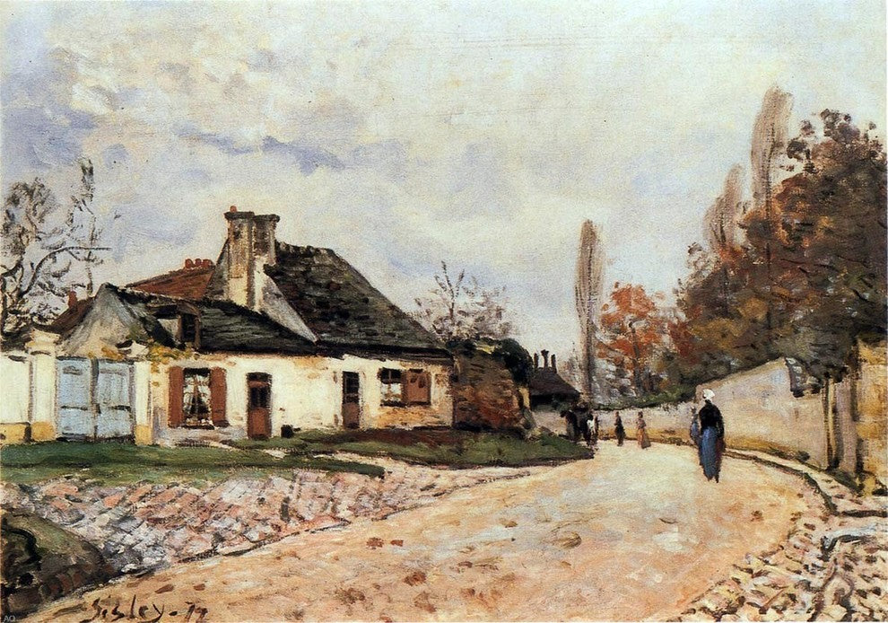 Alfred Sisley Voisins Street in Louveciennes, 18"x27" Gallery Wrapped Canvas