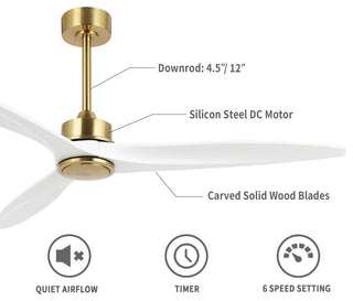 60" 3-Blade Reversible DC Motor Ceiling Fan with Remote, Gold