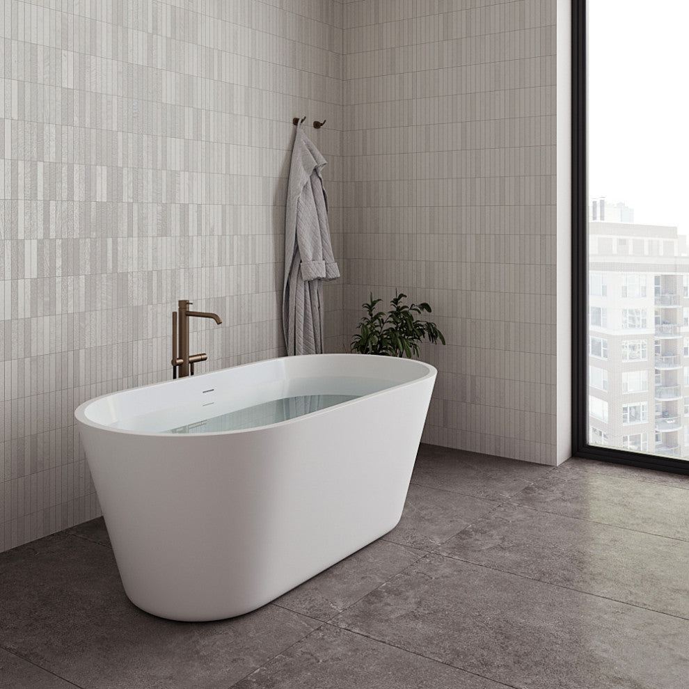 59" Streamline NDR-362-11-BGL Freestanding Tub, Tray, Drain in Brushed Gold