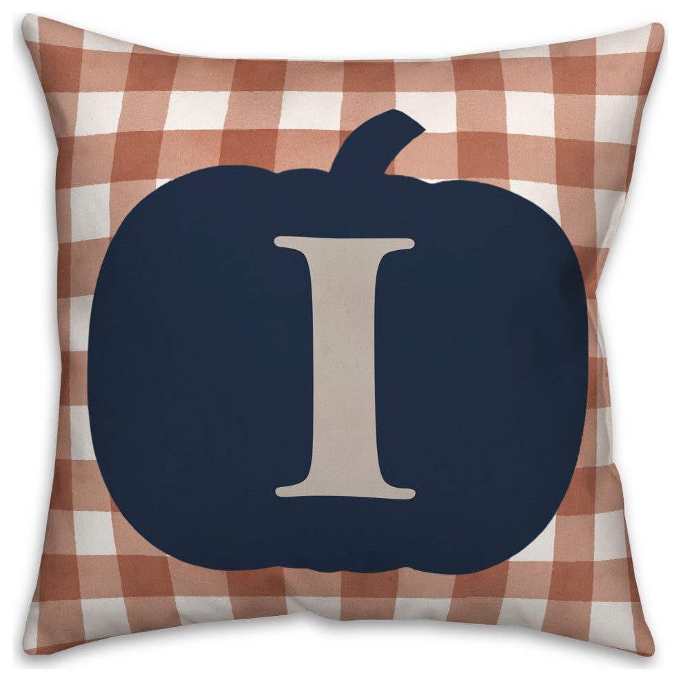 Blue Pumpkin Monogram I 18x18 Spun Poly Pillow