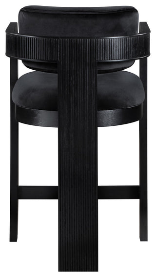 Sacha Upholstered Bar and Counter Stool, Black, Velvet, Black