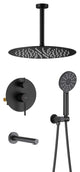 Ceiling Mounted 3-Function Shower System, Rough, Valve, Matte Black