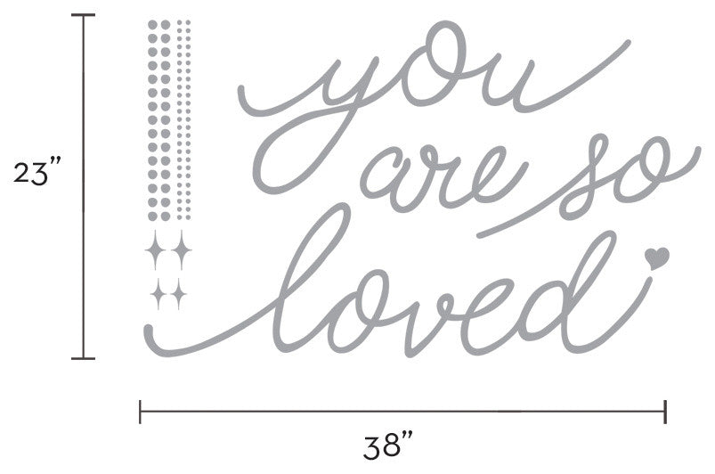 You Are So Loved Quote Wall Decal with Diamonds, Dots, and Heart, Warm Gray