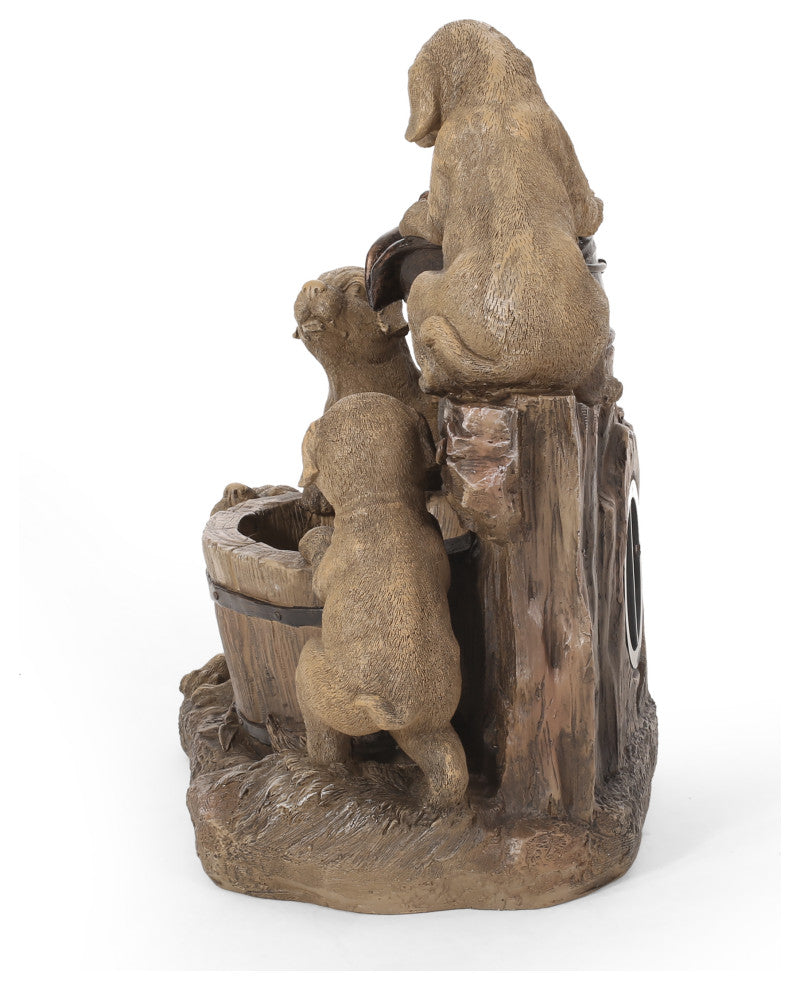 Tignall Outdoor Puppy Fountain, Light Brown
