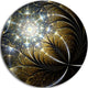 Symmetrical Dark Golden Fractal Flower, Abstract Disc Artwork, 36"
