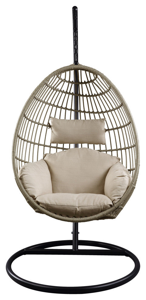 Outdoor Wicker Swing Chair Hanging Egg Chair With Cushion and Pillow