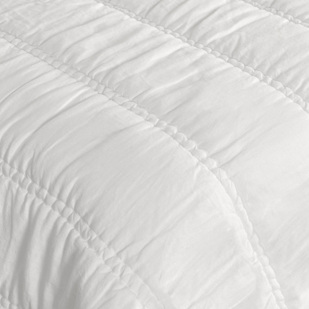Rowen Sustainable Fabric Quilt by Kosas Home, White, Queen