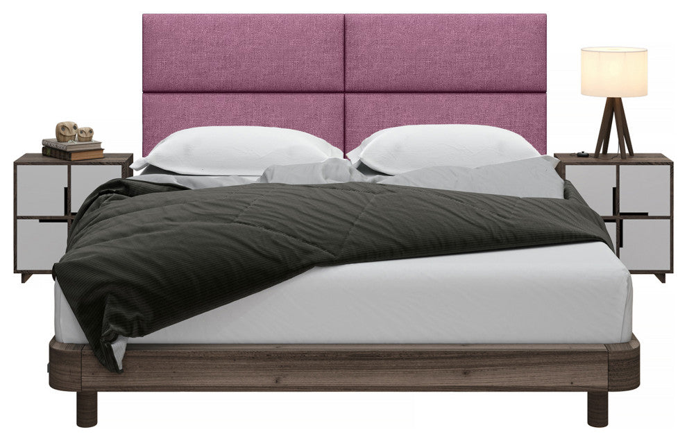 Jaxx Panelist Modern Padded Headboard, Set of 4 Panels, Queen, Plum