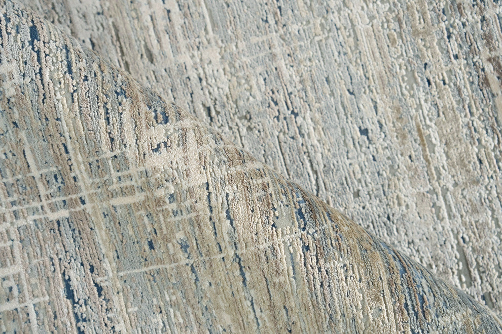 Mercuri Power-loomed Acrylic/Viscose Light Blue/Blue Area Rug, 9'x12'