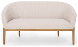 Deborah Mid-Century Fabric Loveseat, Beige, Brown