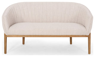 Deborah Mid-Century Fabric Loveseat, Beige, Brown