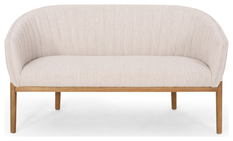 Deborah Mid-Century Fabric Loveseat, Beige, Brown