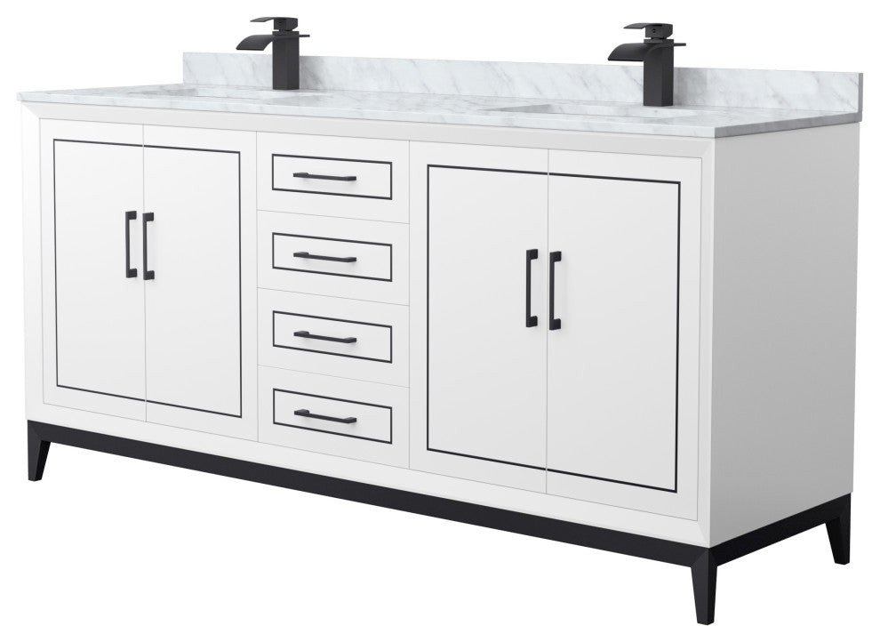 Marlena 72" Double Vanity, Top, Black Trim