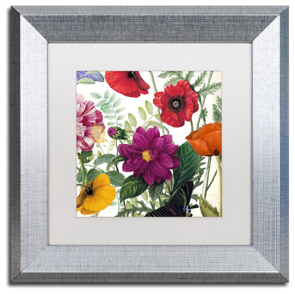Color Bakery 'Printemps III' Matted Framed Art, Silver Frame, White Mat, 11x11