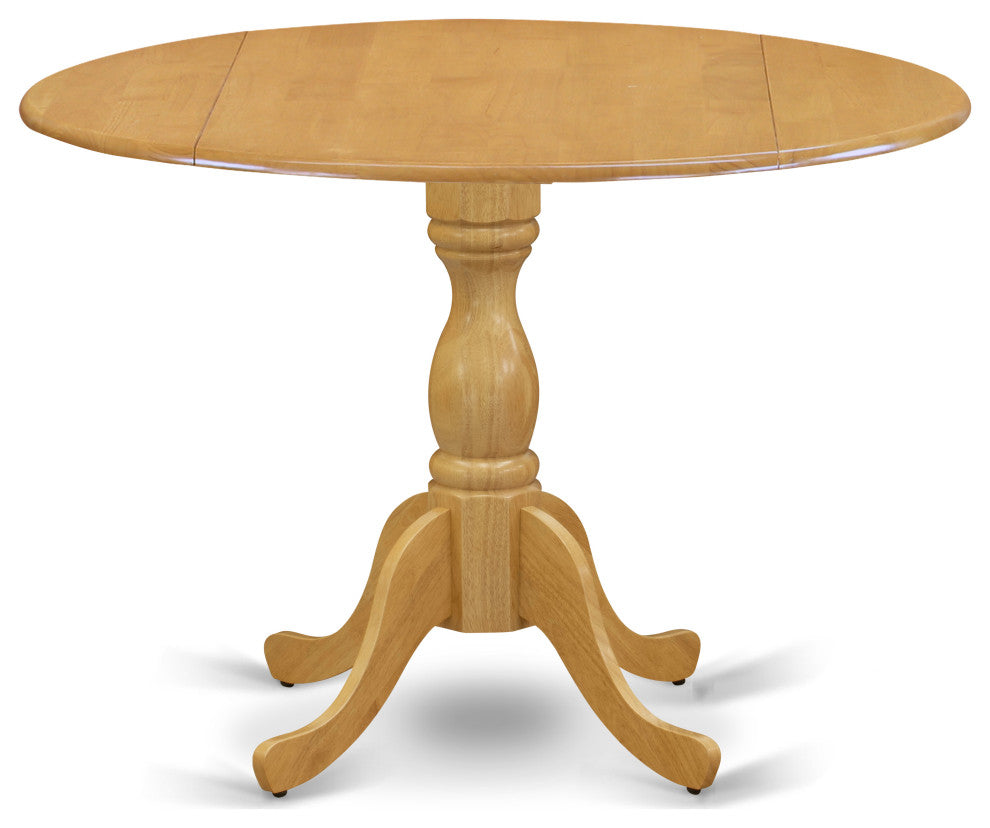 5 Pc Kitchen Set, Oak Round Table, 4 Light Beige Upholstered Chairs, Oak Finish