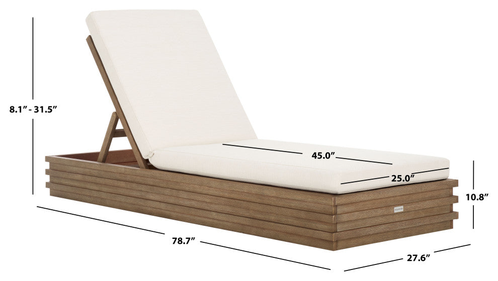 Safavieh Couture Indoor-Outdoor Barbados Chaise Lounge, Natural/Beige
