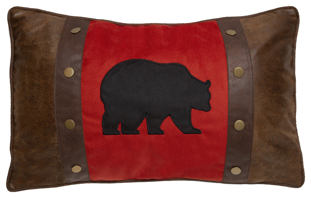 Bear and Rivets Rustic Cabin Throw Pillow, Insert Included, 18"x24"
